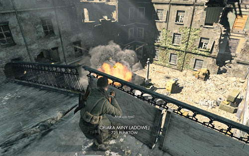 After eliminating your main target, you can also eliminate the informant (though it's not necessary), however before moving on you will have to stay by the window for a while, eliminating as many soldiers as you can while at it (you will gain more points this way) - Prologue - Walkthrough - Sniper Elite V2 - Game Guide and Walkthrough