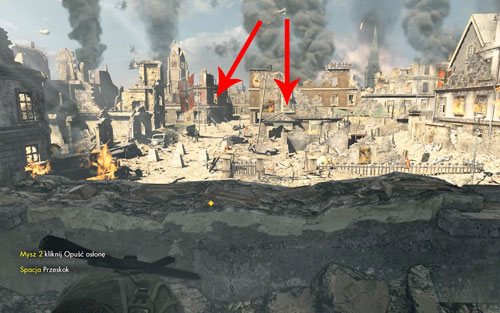 There are two soldiers on the square and additionally a sniper in the window on the left (distance ~115m, headshot: first scale on the aiming grid) - Prologue - Walkthrough - Sniper Elite V2 - Game Guide and Walkthrough