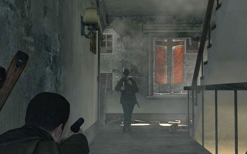 After clearing the streets, enter the building and slowly go up the stairs onto the upper level - Prologue - Walkthrough - Sniper Elite V2 - Game Guide and Walkthrough