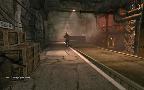 Wait for another sound and eliminate the guard leaning against the barrier - there's a chance he can be noticed by two other soldiers - in such case, when one of them (or both) head up the stairs, use this fact and kill them as well - Mission 2 - Mittelwerk Facility - p. 2 - Walkthrough - Sniper Elite V2 - Game Guide and Walkthrough