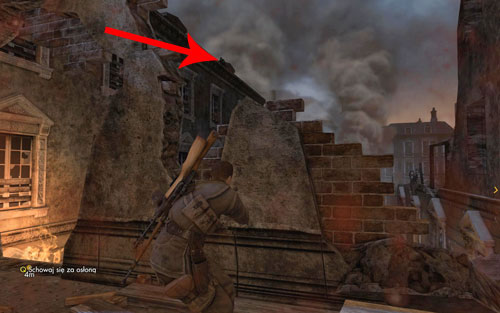 Turn around and eliminate the sniper on the roof - Mission 5 - St. Olibartus Church - p. 1 - Walkthrough - Sniper Elite V2 - Game Guide and Walkthrough