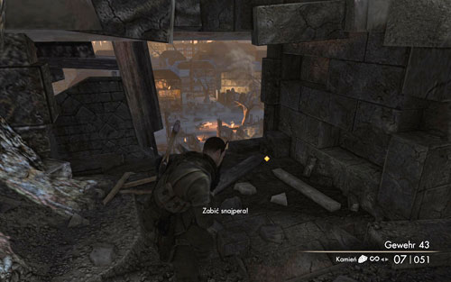 Continue going upstairs [#7] until a cinematic starts, during which you will find a new sniper rifle - Mission 5 - St. Olibartus Church - p. 2 - Walkthrough - Sniper Elite V2 - Game Guide and Walkthrough