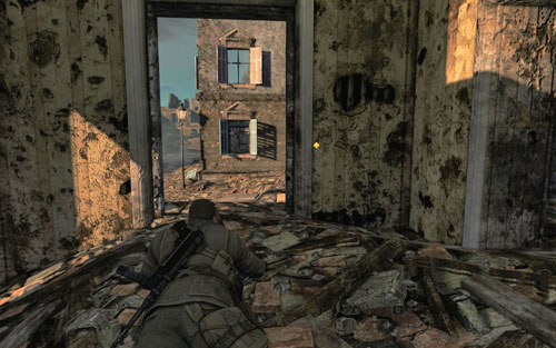 A bit further you will reach the corner of the building [#2], which is a good spot to eliminate the enemy tank - Mission 7 - Karlshorst Command Post - p. 1 - Walkthrough - Sniper Elite V2 - Game Guide and Walkthrough