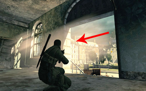 There are already four enemies waiting on the square and one sniper on the roof - look out for him - Mission 8 - Kreuzberg Headquarters - p. 2 - Walkthrough - Sniper Elite V2 - Game Guide and Walkthrough