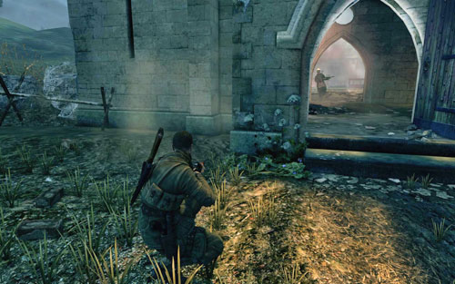 Once you're certain you've killed everyone, head into the church - there are two enemies inside - Mission 9 - Koepenick Launch Site - Walkthrough - Sniper Elite V2 - Game Guide and Walkthrough