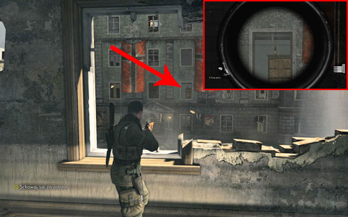 After crossing the street (with the main target killed) and going up the stairs, look at the opposite building - through one of the windows you should be able to see a cupboard, with the bottle on it - Prologue - Wine Bottles and Gold Bars - Sniper Elite V2 - Game Guide and Walkthrough