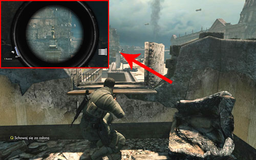 The bottle can be easily seen before leaving the starting building - on one of the pillars [#1] of the main gate leading onto the streets - Mission 3 - Wine Bottles and Gold Bars - Sniper Elite V2 - Game Guide and Walkthrough