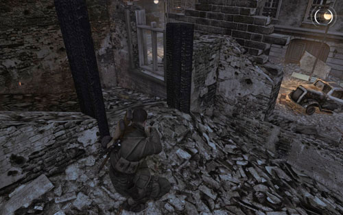 Inside the building you need to head through, go up the stairs to the very top - Mission 5 - Wine Bottles and Gold Bars - Sniper Elite V2 - Game Guide and Walkthrough
