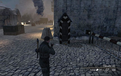 To the right of the main entrance to the flak tower, there's a guard booth [#4] and beside it the gold - Mission 6 - Wine Bottles and Gold Bars - Sniper Elite V2 - Game Guide and Walkthrough