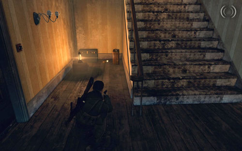 In the same building, on the ground floor right beside the stairs, between suitcases [#3] - Mission 10 - Wine Bottles and Gold Bars - Sniper Elite V2 - Game Guide and Walkthrough