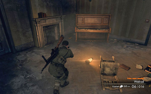 In the last room of the building in which the sniper was, on the right by the piano [#2] - Mission 10 - Wine Bottles and Gold Bars - Sniper Elite V2 - Game Guide and Walkthrough