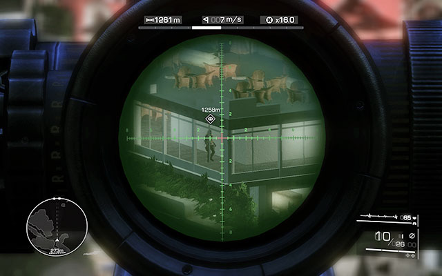Your next targets are two snipers in the westernmost part - once again point the scope a bit to the left to notice the two shooters [1290m] and [1395m] - Provide cover for the assault team - Act 1 - From Out of Nowhere - Sniper: Ghost Warrior 2 - Game Guide and Walkthrough