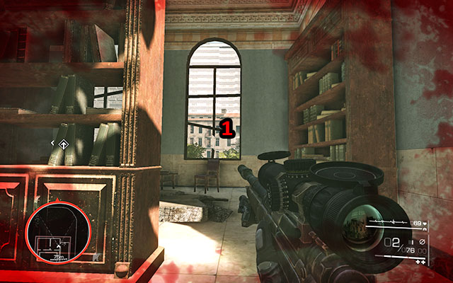 Very slowly move onwards, turning into the room on the left - Get through the library - Act 2 - Ghost of Sarajevo - Sniper: Ghost Warrior 2 - Game Guide and Walkthrough