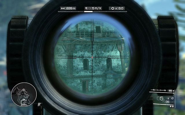 Soon afterwards you will be informed of another mercenary climbing the nearby tower - eliminate him as soon as he stands in the window [240m] - Eliminate the enemies on the square - Act 3 - Bad Karma - Sniper: Ghost Warrior 2 - Game Guide and Walkthrough