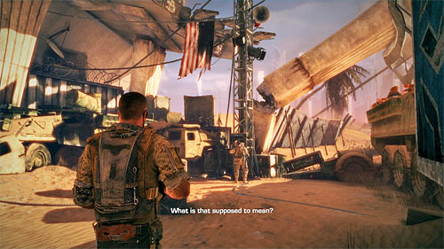 After reaching the area shown on the above screen, first approach the transmitter, at which Lugo has stopped - Chapter I - The Evacuation - p. 1 - Game Walkthrough - Spec Ops: The Line - Game Guide and Walkthrough