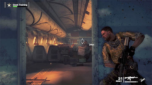Depending on your preferences you can stay inside the plane all the time, placing yourself at successive passages or choose the left wing, thus reaching the place from which you can surprise your enemies - Chapter I - The Evacuation - p. 2 - Game Walkthrough - Spec Ops: The Line - Game Guide and Walkthrough