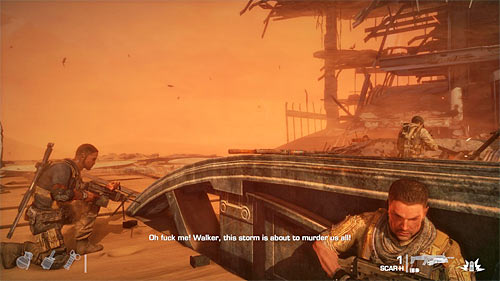 This battle will be over once the powerful sandstorm comes (screen above) - Chapter II - The Dune - p. 2 - Game Walkthrough - Spec Ops: The Line - Game Guide and Walkthrough