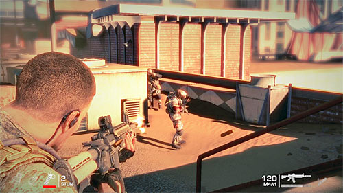 After reaching the rooftop of a new building, quickly take cover behind the nearest wall and throw grenades at enemies who will appear here - Chapter V - The Edge - p. 2 - Game Walkthrough - Spec Ops: The Line - Game Guide and Walkthrough