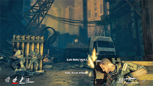 Be careful because there is a machine gun position in front of you and it can be already occupied once you get close enough - Chapter VI - The Pit - p. 1 - Game Walkthrough - Spec Ops: The Line - Game Guide and Walkthrough
