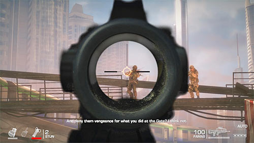 Start with shooting two soldiers standing on the metal bridge and then quickly move towards covers visible in a distance - Chapter IX - The Road - Game Walkthrough - Spec Ops: The Line - Game Guide and Walkthrough