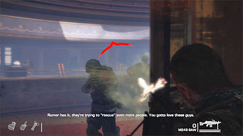 Head to the exit from the room and attack by surprise soldiers, who were shooting at your subordinates - Chapter XI - Alone - Game Walkthrough - Spec Ops: The Line - Game Guide and Walkthrough