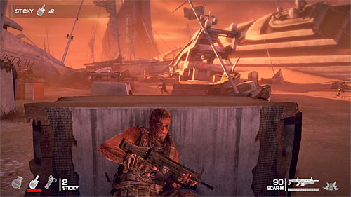 After reaching new area, use sprint option and take cover behind a small wall, where you'll find grenade crate (screen above) - Chapter XIII - Adams - p. 1 - Game Walkthrough - Spec Ops: The Line - Game Guide and Walkthrough