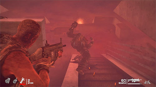 After the sandstorm arrives, ignore distant targets and focus only on guarding stairs leading to the upper deck, not letting any enemy to get there - Chapter XIII - Adams - p. 2 - Game Walkthrough - Spec Ops: The Line - Game Guide and Walkthrough