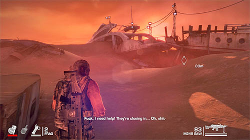 Leave the yacht and follow Adams to the place indicated by the game (screen above) - Chapter XIII - Adams - p. 2 - Game Walkthrough - Spec Ops: The Line - Game Guide and Walkthrough