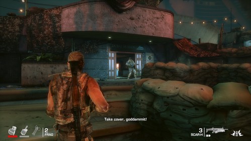 After the fight replenish ammo by picking up weapons left by enemies and carefully approach the double door leading to the DUBAI SEASIDE - Chapter XIV - The Bridge - Game Walkthrough - Spec Ops: The Line - Game Guide and Walkthrough