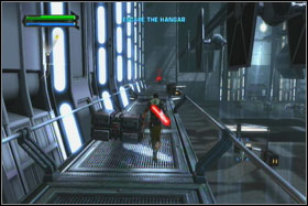 When you will reach the first lock, which is blocking way, use the Force Push (Circle - O) - Mission 01: TIE Fighter Factory - part 1 - Walkthrough - Star Wars: The Force Unleashed - Game Guide and Walkthrough