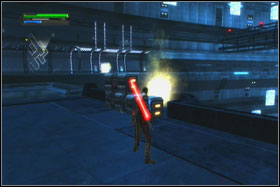 In the middle of the corridor you will find elevator shaft - Mission 01: TIE Fighter Factory - part 1 - Walkthrough - Star Wars: The Force Unleashed - Game Guide and Walkthrough
