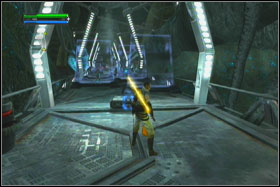 Third holocron is located in a small niche, on the right of the bridge with energetic shields - Mission 07: Imperial Felucia - part 1 - Walkthrough - Star Wars: The Force Unleashed - Game Guide and Walkthrough