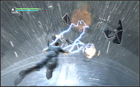 After jumping out, you will have to dodge the obstacles or use your powers to destroy them - Kamino - The Escape - Walkthrough - Star Wars: The Force Unleashed II - Game Guide and Walkthrough