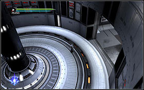 After defeating the droid, approach the wall on the other side of the room and use the Force to raise the middle platform - The Salvation - Aboard The Salvation - p. 2 - Walkthrough - Star Wars: The Force Unleashed II - Game Guide and Walkthrough