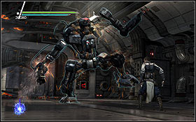 After crossing the gap you will meet a new type of enemy - a flamethrower droid - The Salvation - The Battle for The Salvation - Walkthrough - Star Wars: The Force Unleashed II - Game Guide and Walkthrough