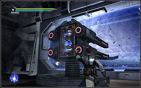In the second room with cannons, firstly defeat all the enemies and then approach the last cannon (the first from the left) - The Salvation - The Battle for The Salvation - Walkthrough - Star Wars: The Force Unleashed II - Game Guide and Walkthrough
