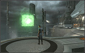 After getting out of the short corridor with fire pillars, on the remote platform - Kamino - The Escape - Hidden holocrons - Star Wars: The Force Unleashed II - Game Guide and Walkthrough