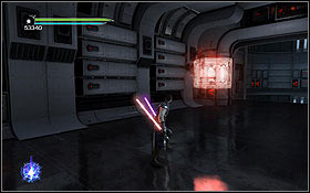 The holocron is in the corridor behind the room in which you were attacked by the spider droids for the first time - The Salvation - Aboard the Salvation - Hidden holocrons - Star Wars: The Force Unleashed II - Game Guide and Walkthrough