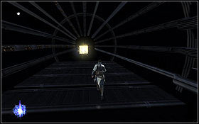 After jumping down the elevator shaft, turn around and you will notice a corridor above the floor - The Salvation - The Battle for the Salvation - Hidden holocrons - Star Wars: The Force Unleashed II - Game Guide and Walkthrough