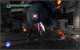 Once you defeat your first flamethrower droid, take a look inside the boarding craft in which it arrived - The Salvation - The Battle for the Salvation - Hidden holocrons - Star Wars: The Force Unleashed II - Game Guide and Walkthrough