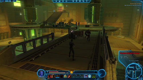 Once you get near the scanner, open the inventory panel and put on the acquired Guard Disguise (located in the Mission Items tab in the inventory panel) - (L07) Economies of Scale - Imperial Agent - Star Wars: The Old Republic - Game Guide and Walkthrough