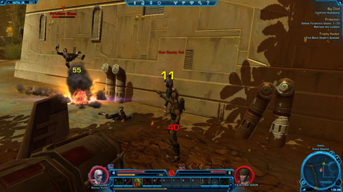 In both the first and second room there are three Fa'athra's Goons waiting for you - (L07) Protection - Hutta - Star Wars: The Old Republic - Game Guide and Walkthrough