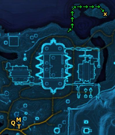 The second Datacron is virtually exactly in the upper right corner of the map - Galactic History 02 (+2 Presence) - Datacrons - Star Wars: The Old Republic - Game Guide and Walkthrough