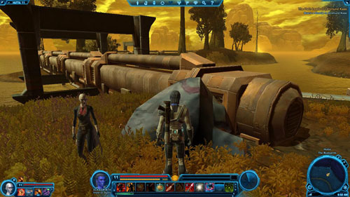 Jump on exactly on the middle of the pipe and run forward till you reach a bend - Galactic History 02 (+2 Presence) - Datacrons - Star Wars: The Old Republic - Game Guide and Walkthrough