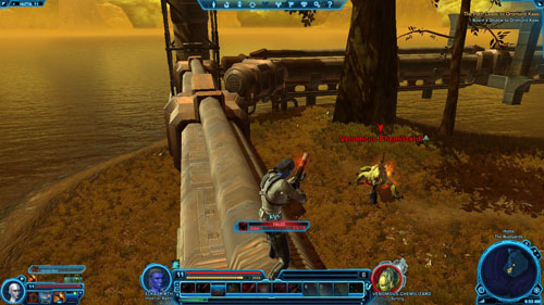 At the end of the pipe there's a difficult point, as it's easy to fall down (which also means you need to go back to the beginning of the road) - Galactic History 02 (+2 Presence) - Datacrons - Star Wars: The Old Republic - Game Guide and Walkthrough