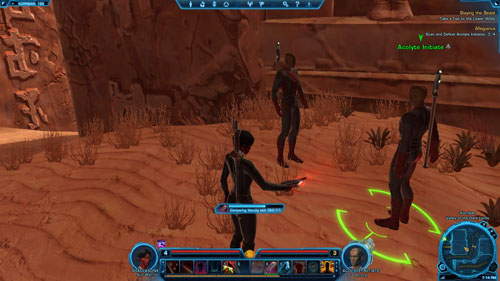 The second method is to drag the ID Scanner to the quick access bar at the bottom of the screen, click RMB on any acolyte and then LMB on the ID Scanner icon - (L05) Allegiance - Korriban - Star Wars: The Old Republic - Game Guide and Walkthrough