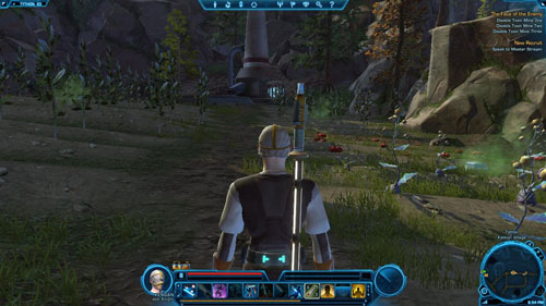 After disarming each mine, a Flesh Raider Saboteur [+] will appear, whom you'll need to kill, of course - (L06) The Face of the Enemy - Jedi Knight - Star Wars: The Old Republic - Game Guide and Walkthrough