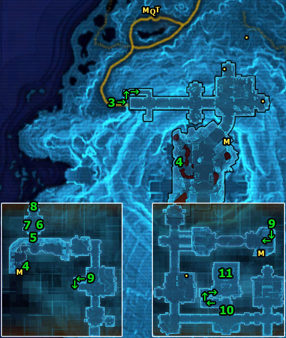 Head for the Separatist Stronghold entrance in [3], shown in the picture below - (L10) The Separatists Stronghold - Trooper - Star Wars: The Old Republic - Game Guide and Walkthrough