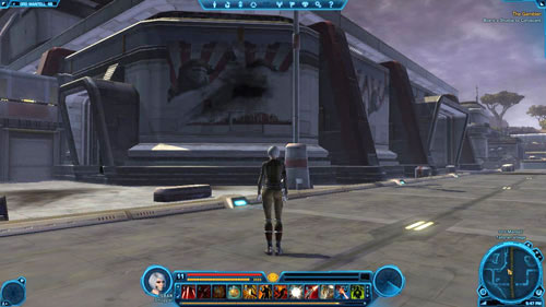 Find the stairs in [7] and climb them to get to the second level (Talloran Central Warehouse - Offices) - (L05) Hungry for Information - Smuggler - Star Wars: The Old Republic - Game Guide and Walkthrough