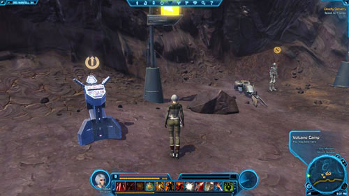 Exit the camp and follow the path shown by the arrows on the map to go down on the beach and get to Trymbo - (L06) Deadly Delivery - Smuggler - Star Wars: The Old Republic - Game Guide and Walkthrough